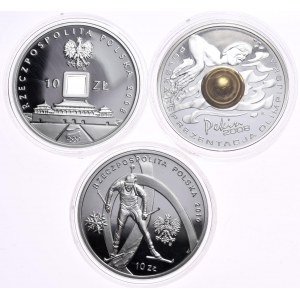 Set of 3 pieces 10 zloty 2008-2010 Games: Beijing - hole and ball, Vancouver