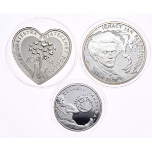 Set of 3 pieces 5 and 10 zloty 2011-2012, Polonia Warsaw, WOŚP, Paderewski