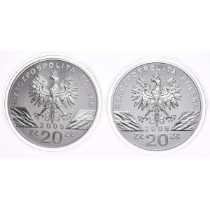 Zestaw 2 sztuk, 20 zł 2005, Puchacz, 20 zł 2006, Świstak