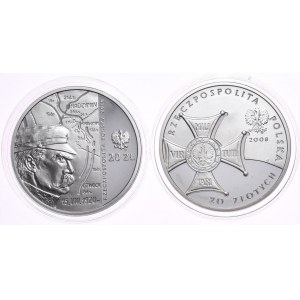 Set of 2 pieces, 20 zl 2008 90th Anniversary of Independence, 20 zl 2010, 90th Anniversary of the Battle of Warsaw