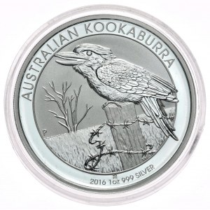 Austrália, Kookaburra, 2016, 1 oz, Ag 999 unca