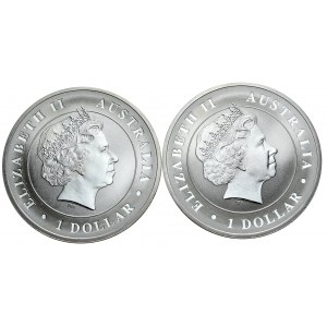 Austrálie, Krokodýl 2014, 1 oz, 1 oz Ag 999 - sada 2 kusů