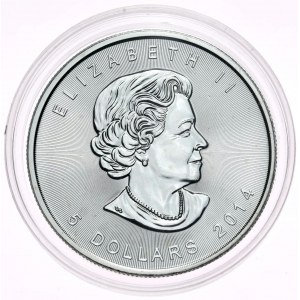 Kanada, Liść klonu 2014, 1 oz, 1 uncja Ag 999