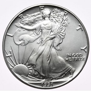 USA, dolar Liberty Silver Eagle 1991, 1 oz, uncja 999 AG