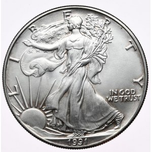 USA, Liberty Silver Eagle 1991 Dollar, 1 Unze, 999 AG Unze