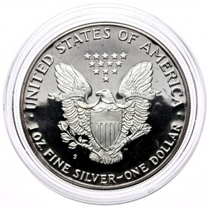 USA, Liberty Silver Eagle 1987 dollar, 1 oz, 999 AG ounce, PROOF, Mirror Stamp