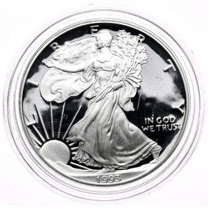 USA, dolar Liberty Silver Eagle 1993, 1 oz, uncja 999 AG, PROOF, Stempel lustrzany