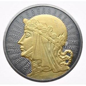 Głowa kobiety, 1 oz , uncja Ag 999, antic/gold