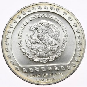 Meksyk, 100 $ 1992, wojownik Azteków, uncja, 1 oz Ag 999