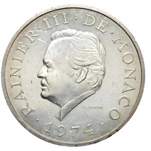 Monaco, 100 francs 1974, 25th anniversary of the reign of Prince Rainer III