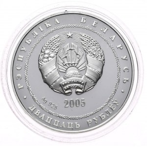 Bělorusko, 20 rublů 2005, tenis, 33,62 g, Ag 925