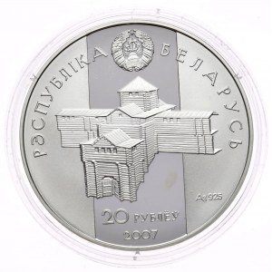 Bělorusko, 20 rublů 2007, Minsk Soil, 33,62 g, Ag 925