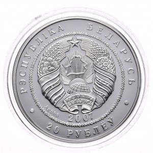 Bělorusko, 20 rublů 2007, Wolf, 1 oz, Ag 999 unce