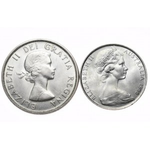 Kanada, 1 dolar 1958, Australia, 50 centów 1966 - razem 2 sztuki