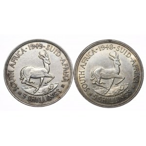 South Africa, 5 shillings 1948 and 1949 - set of 2 pieces