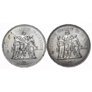 France, 50 Hercules francs 1977 and 1978, set of 2.