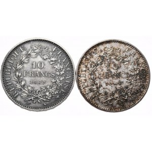 Francja, 10 franków Herkules 1967 i 1969, zestaw 2 szt.
