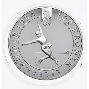 Norwegen, 100 Kronen 1993, Lillehammer-Spiele, Schlittschuhlaufen