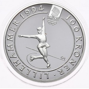 Norsko, 100 korun 1993, Hry v Lillehammeru, bruslení