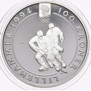 Norwegia, 100 koron 1992, Igrzyska w Lillehammer, hokej