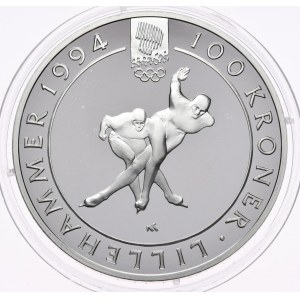 Nórsko, 100 Kroner 1991, Lillehammer Games, rýchlokorčuľovanie