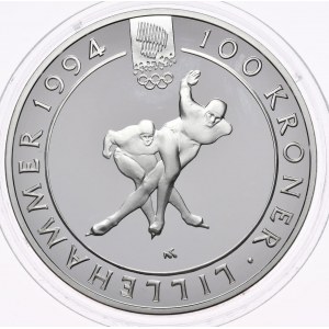 Norsko, 100 Kroner 1991, Lillehammer Games, rychlobruslení