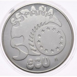 Hiszpania, 5 Ecu, 1989r., 1oz, cesarz Karol V