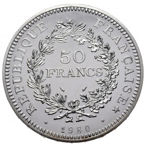 Francja, 50 Franków, 1980r., Herkules, ostatni, najrzadszy rocznik.
