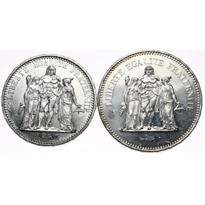 France, 10 francs 1968 and 50 francs 1978 Hercules, set of 2.