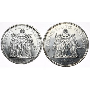 Francúzsko, 10 frankov 1968 a 50 frankov 1978 Herkules, sada 2 kusov.