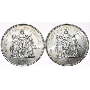 Francúzsko, 50 herkulesových frankov 1977, sada 2 kusov.
