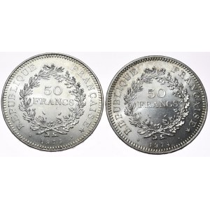 Frankreich, 50 Herkules-Francs 1974 und 1975, Satz von 2.