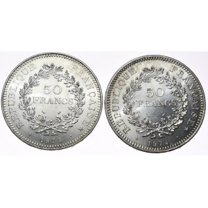 Francúzsko, 50 frankov Herkules 1974 a 1975, sada 2 kusov.