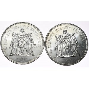 Francúzsko, 50 frankov Herkules 1974 a 1975, sada 2 kusov.