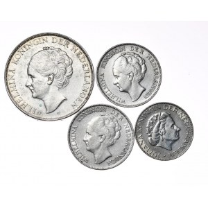 Nizozemsko, sada 4 mincí, 2 a 1/2 guldenů a 1 gulden 1930-1964