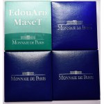 Set of 4 boxed Euro coins from the Paris Mint, Manet, Europe 2002, Lisbon, Vienna