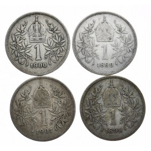 Austria, 1 korona, zestaw 4 sztuk