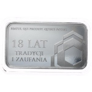 Sztabka 1oz. Srebrna Mennica, SKOK Wielkopolska 18 lat, kapsel