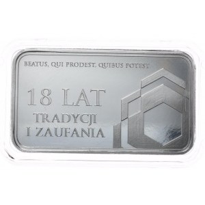 Tyčinka 1oz. Stříbrná mincovna, SKOK Wielkopolska 18 let, uzávěr.
