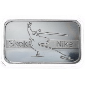 1oz tyčinka. Strieborná mincovňa, SKOK Nike, uzáver.