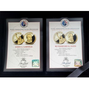 USA, Set of 20 gold-plated dollars with presidents in original case, National Treasury