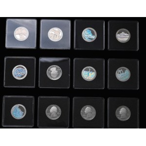 USA, sada 12 kusů 25 centových mincí s hologramem, Ag 900, v originálním pouzdře, National Treasury