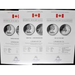 Kanada, sada javorových listů 2016-2020 (7 kusů) a 13 dolarů z roku 1965 - celkem 20 kusů v kufříku