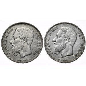 Belgia, 5 Franków, 2szt. 1873r. 1875r.