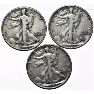 USA, 1/2 Dollar, 3pc. 1942-1944r.