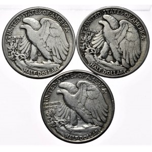 USA, 1/2 Dolara, 3szt. 1942-1944r.