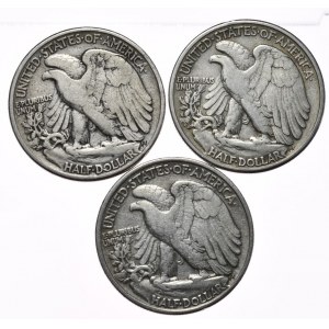 USA, 1/2 dolára, 3 ks. 1943-1945r.