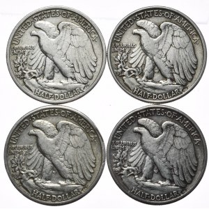 USA, 1/2 Dolara, 4szt. 1942-1943r.