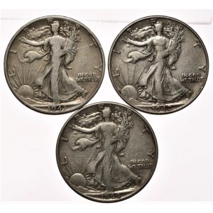 USA, 1/2 dolára, 3 ks. 1942-1944r. (2)