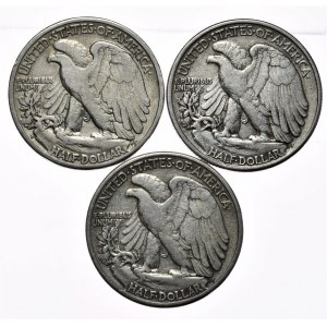 USA, 1/2 dolára, 3 ks. 1942-1944r. (2)